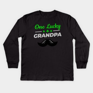 One Lucky Grandpa - Funny St Paddys Day Kids Long Sleeve T-Shirt